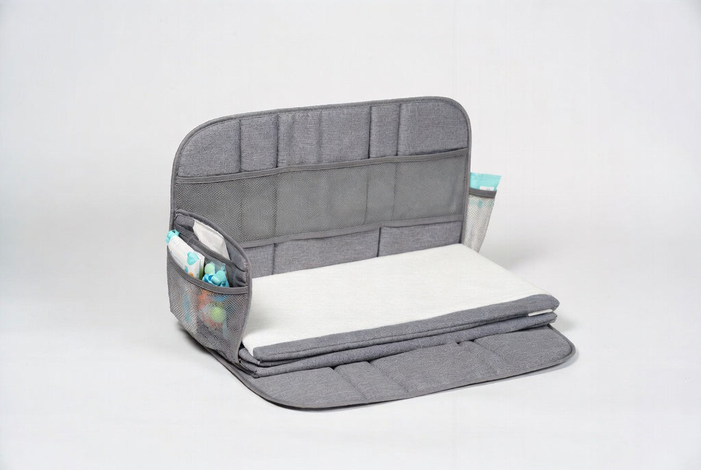 Portable Changing Pad Diaper Pad for Newborn Girl & Boy - Waterproof Foldable Changing Pad - Baby Changing Pad with Smart Wipes Pocket Baby Gift by Professor Frog (Grey)